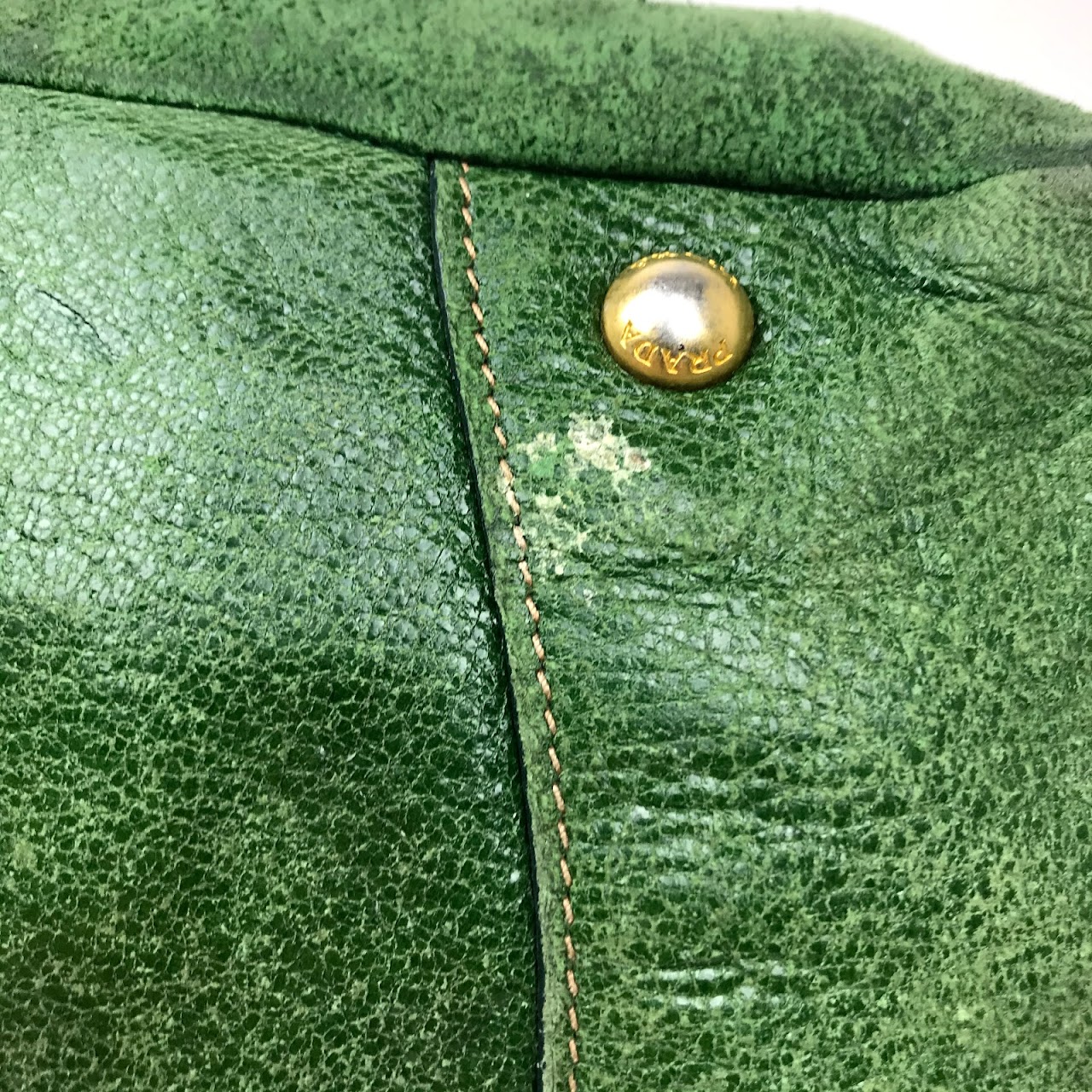 Prada Green Leather Shoulder Bag