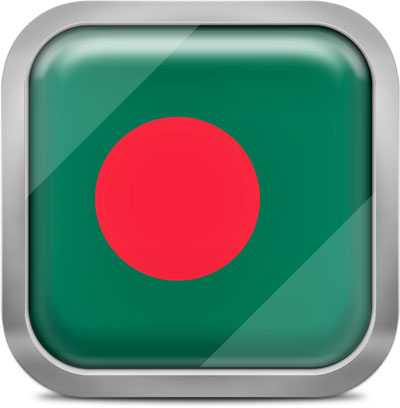 Bangladesh square flag with metallic frame
