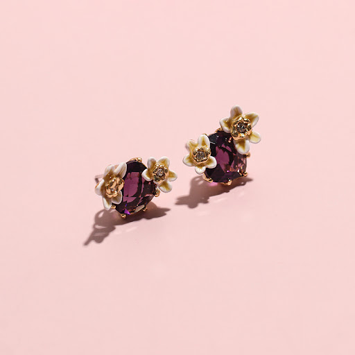 Title 4, Vanilla Flower Red Gemstone Earrings for natura...