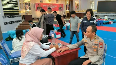 Aksi Donor  Darah HUT Bhayangkara ke-79, Polda Sulut Kumpulkan 95 Kantong