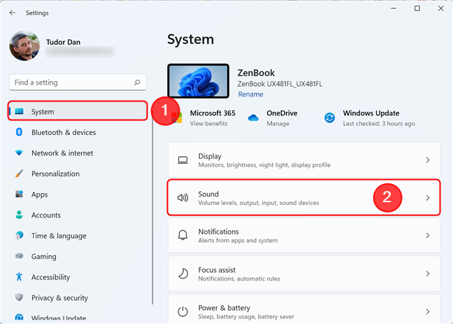 Haga clic en Sonido en la sección Sistema de la aplicación Configuración