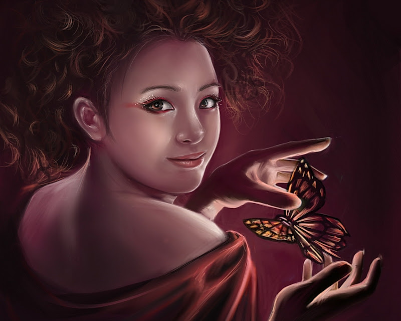 Red Girl With Little Butterfly, Spirit Companion 4