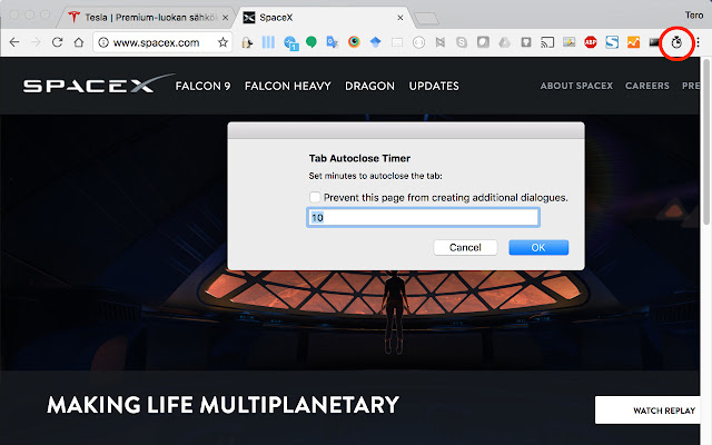 Tab Autoclose Timer