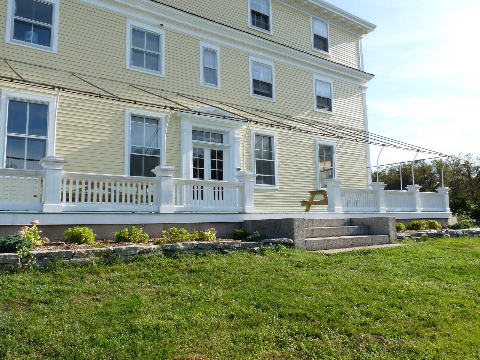 and white striped awning