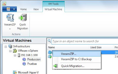 Realizar copia de seguridad de mquina virtual VMware online (en caliente) con Veeam Backup & Replication