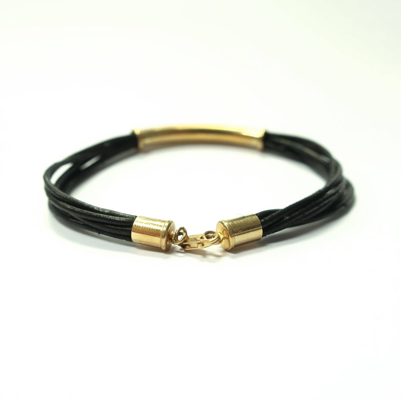 14K Gold and Leather Bracelet