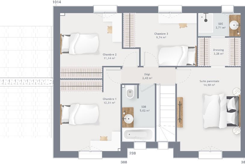  Vente Terrain + Maison - Terrain : 1 381m² - Maison : 120m² à Cossé-le-Vivien (53230) 