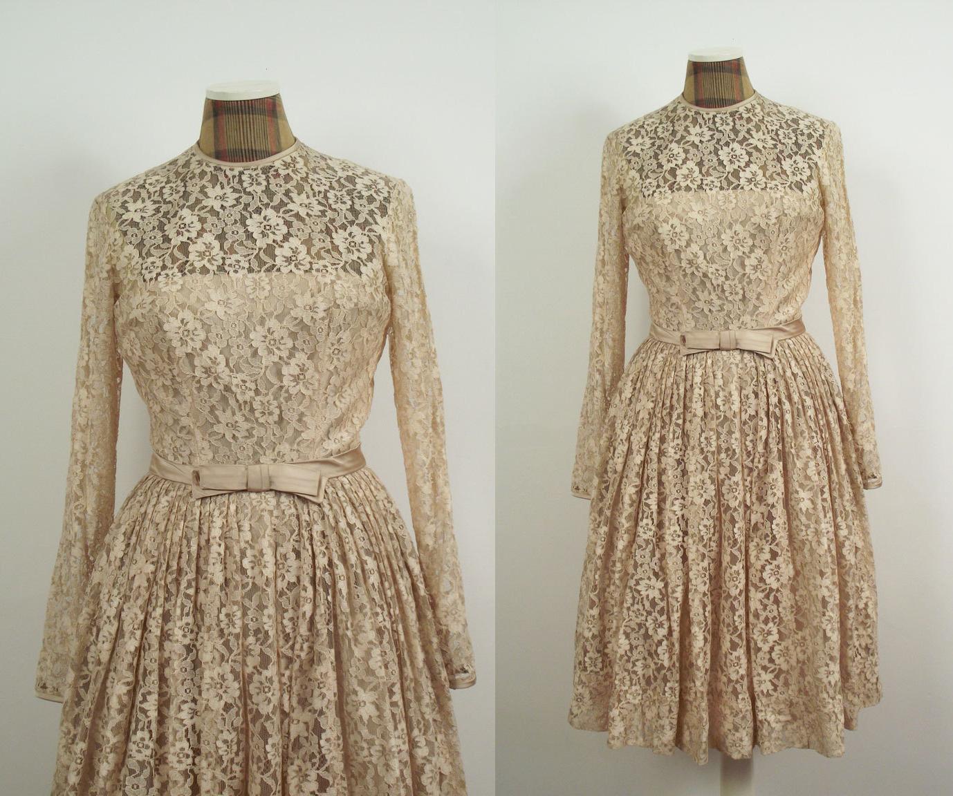 1960s short lace wedding dress