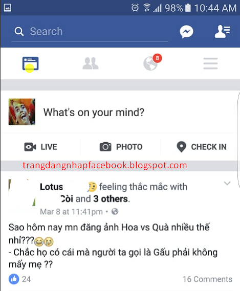 sau khi đăng nhập facebook trên android