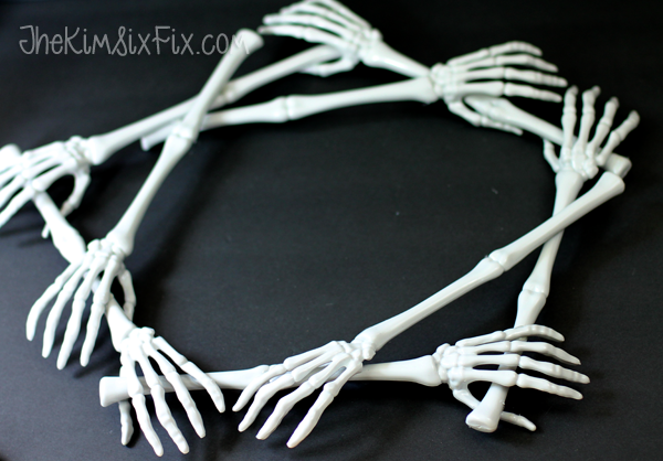 Dollar store skeleton tongs wreath