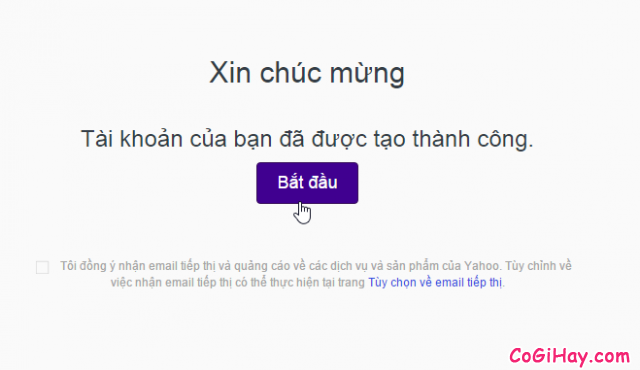 lập nick yahoo thành công