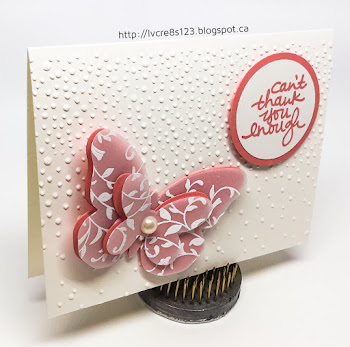 Linda Vich Creates: Catalog Party Prep Part 3. Ornately embossed vellum and card stock butterflies rest on the Softly Falling snow white background of these lovely In Color cards.