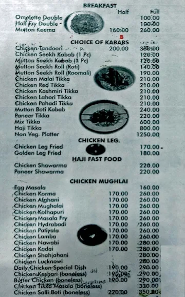 Haji Darbar Restaurant menu 