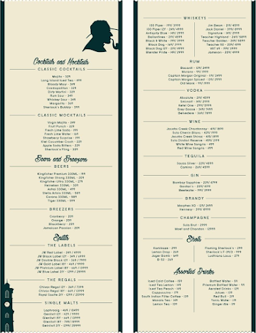 Sherlock's Eatery and Bar menu 