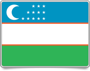 Uzbekistani framed flag icons with box shadow