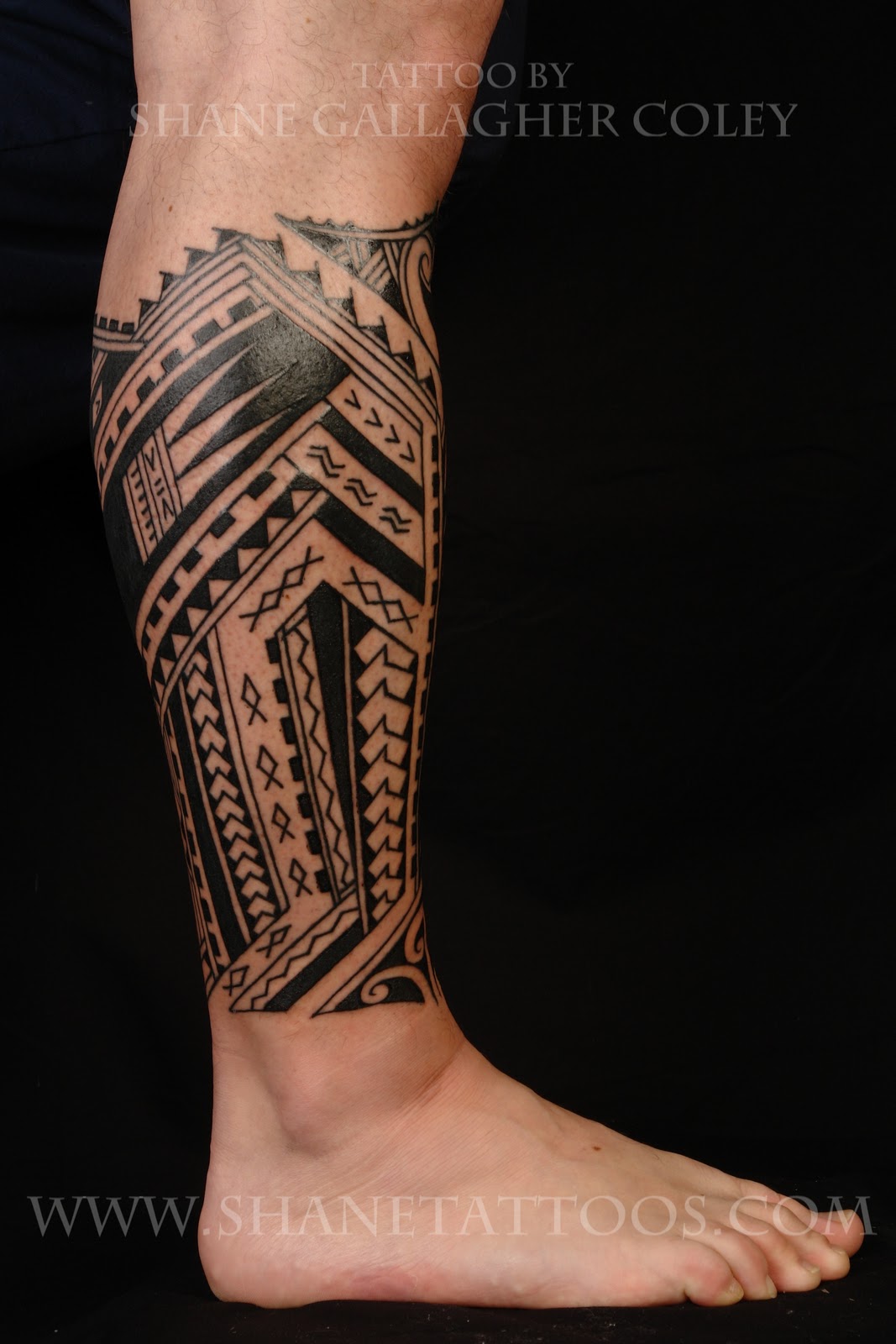 Polynesian/Samoan Calf Tattoo