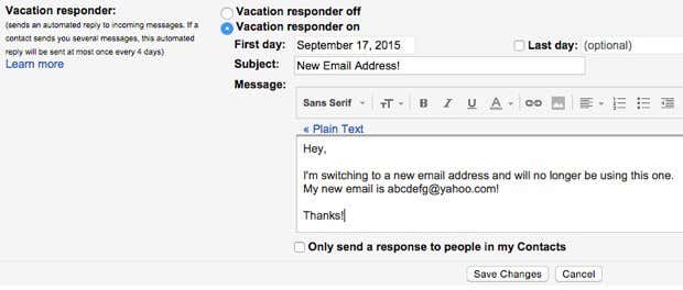 respondedor de vacaciones de gmail