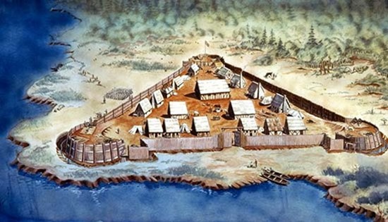 Jamestown – Jamestown Fort em Virginia (EUA). c. 1608.