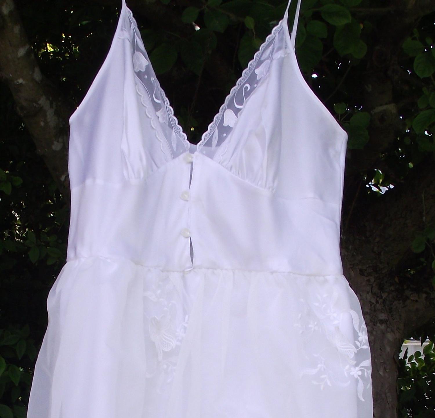 Slip dress.wedding.bridal.vintage cami.upcycled.organza and satin in white