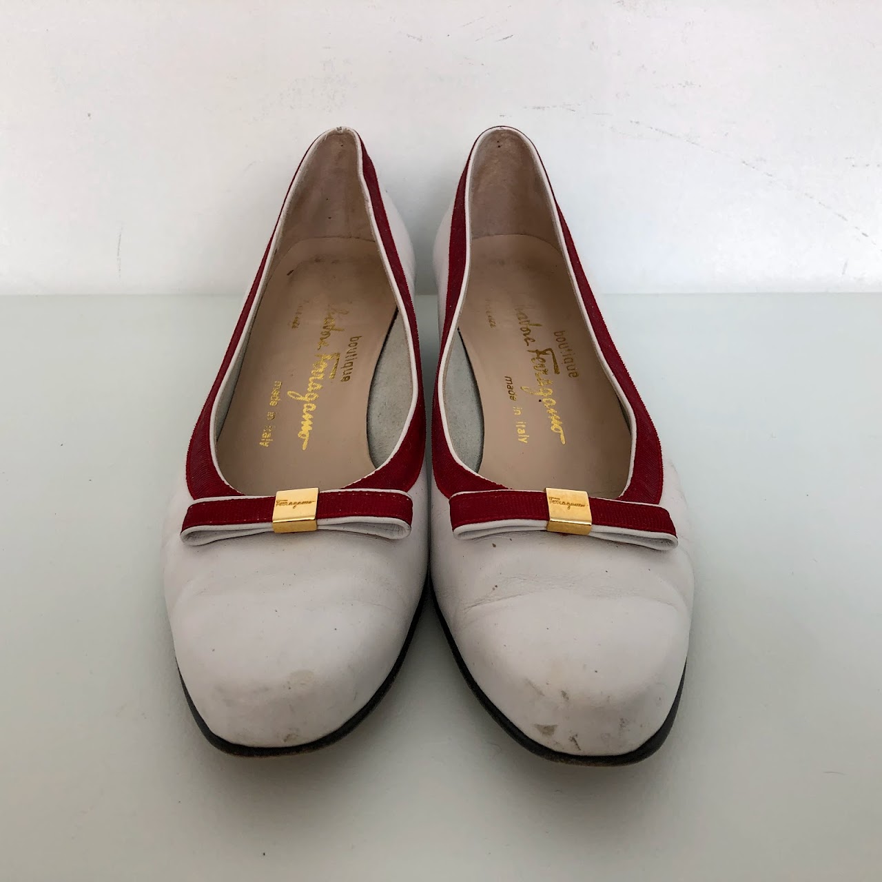 Salvatore Ferragamo Red-Trimmed Flats