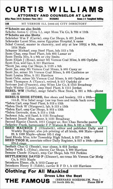 1912_SEED_Maurice-Rhoda & Thomas_page 182_Mt Vernon Illinois