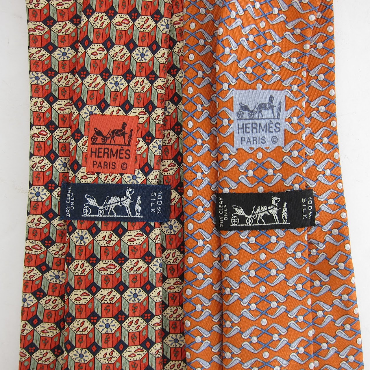 Hermès Silk Tie Orange Duo