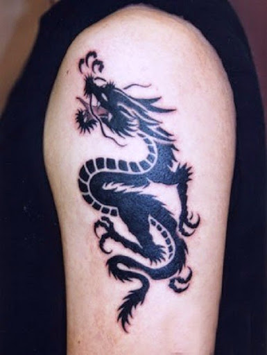 chinese tribal dragon tattoos on half sleeve