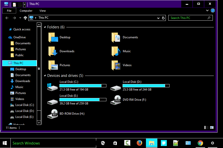 Habilite el tema oscuro para cada aplicación en Windows 10