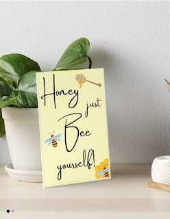 Honey Just Bee Yourself. Bee pun. Be yourself words with bee. Sticker.