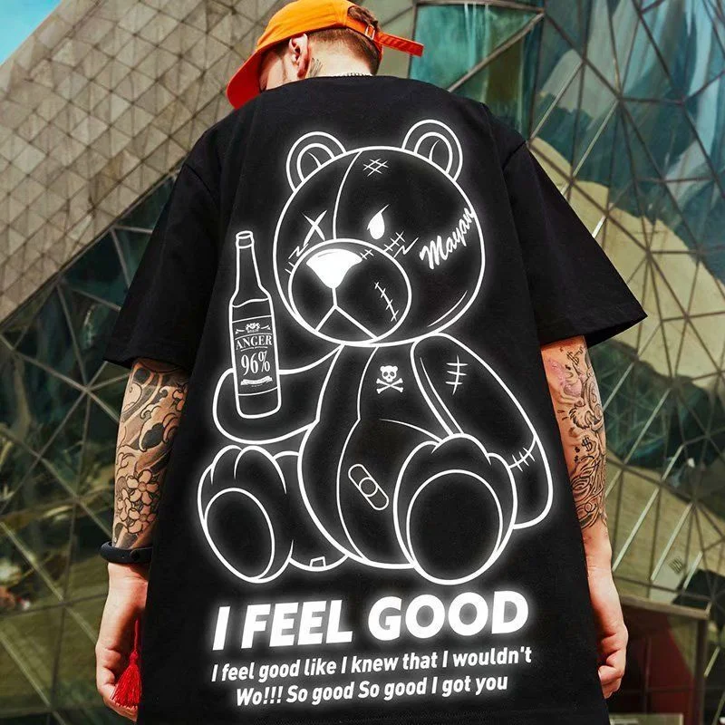 Summer Fat Increase Short-Sleeved T-Shirt Large Loose Fat Trend Fat Five-Point Sleeve Shirt Thin Print Short Sleeves