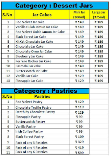 CakeZone menu 