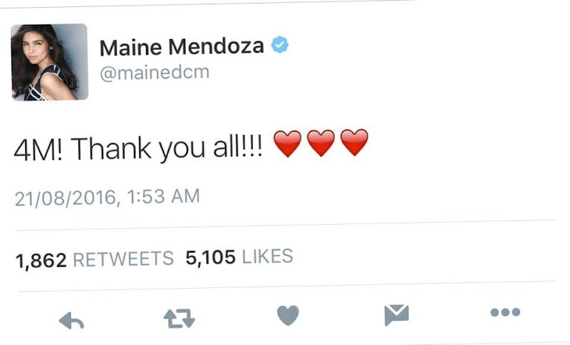 Maine Mendoza 4M Twitter followers