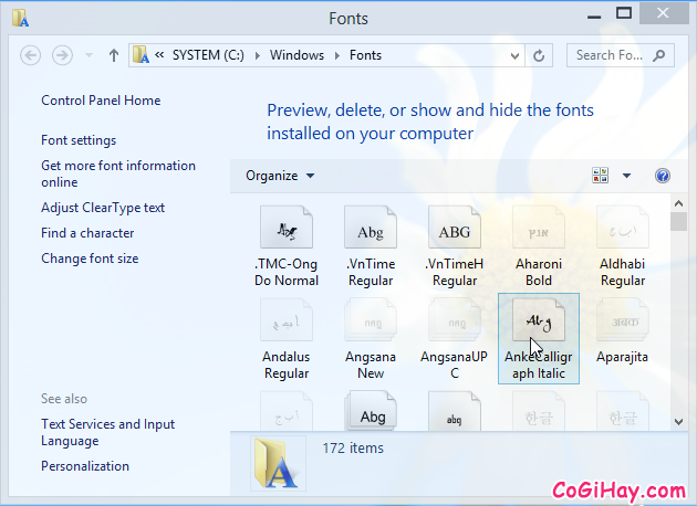 Thư mục Fonts Windows