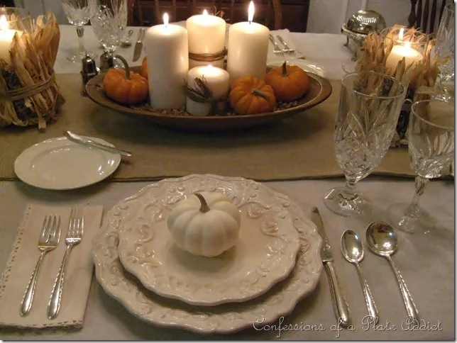 CONFESSIONS OF A PLATE ADDICT Thanksgiving Tablescape in Creams with Natural Elements