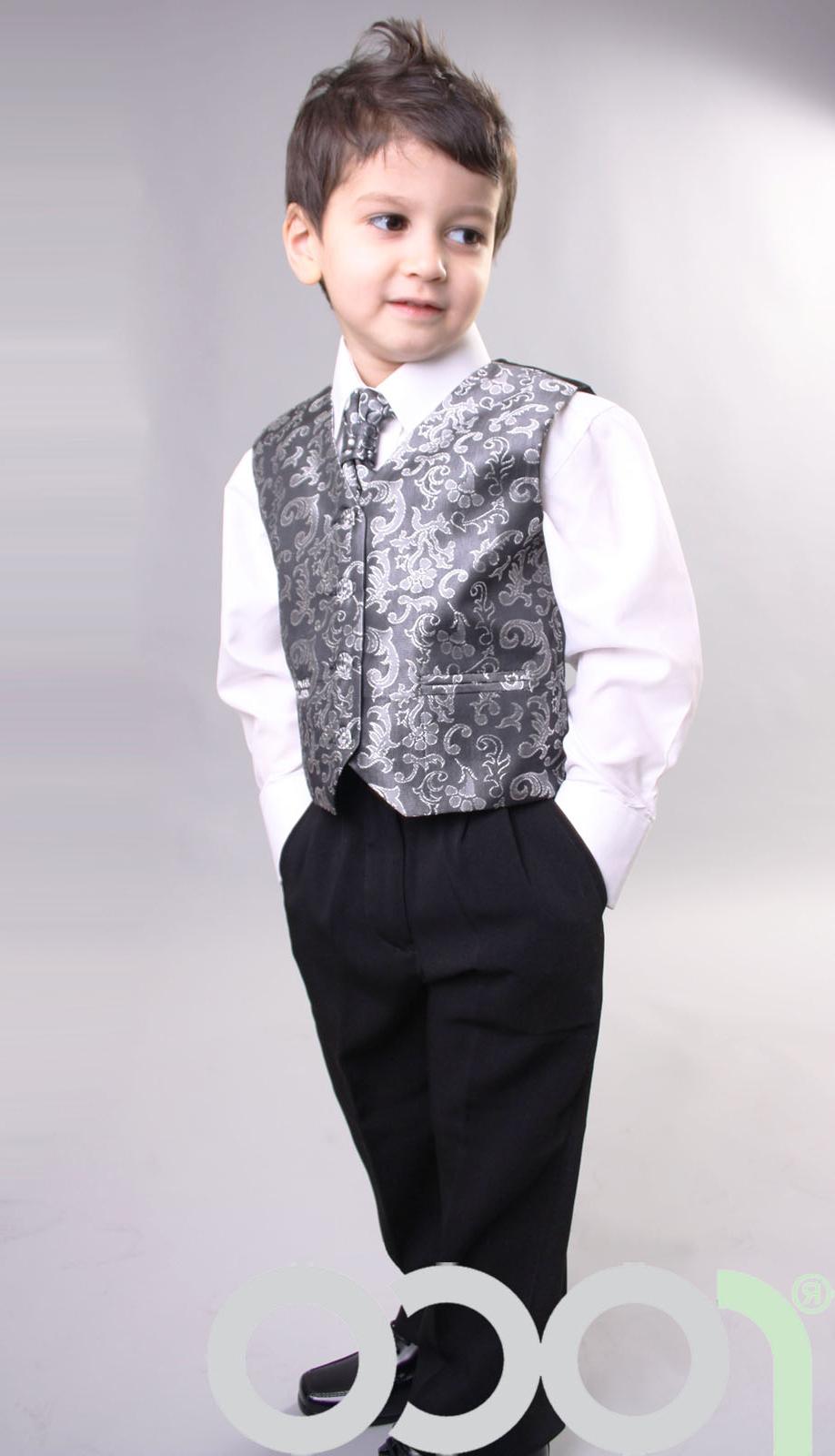 Boys Black and Silver Cravat