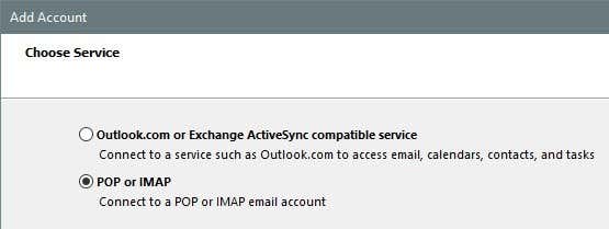 pop или imap Outlook