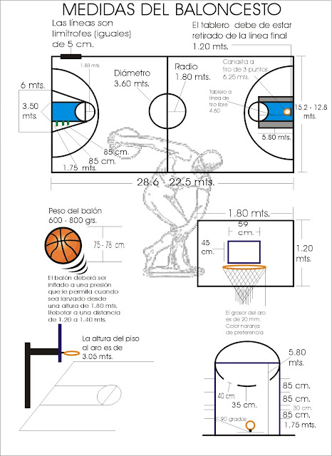 Medidas exactas de cancha de basquetbol - Imagui