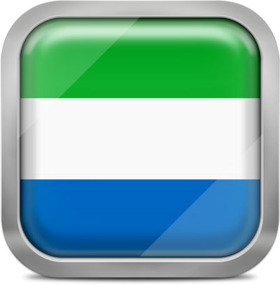 Sierra Leone square flag with metallic frame
