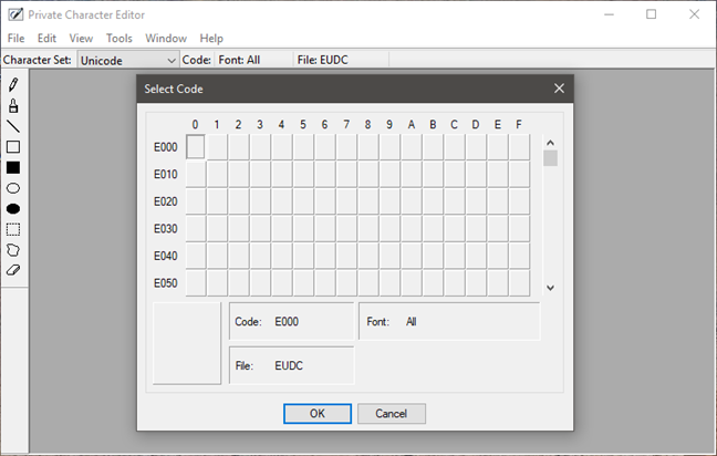 ตัวแก้ไขอักขระส่วนตัว, Windows