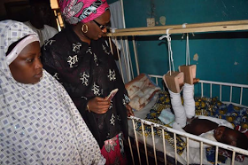 Kano State Commissioner of Women Affairs and Social Development, Barrister Zubaida Damakko Abubakar earlier today paid a visit to baby Musa a victim of child abuse.