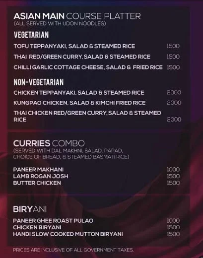 Soho Delhi - The Ashok menu 