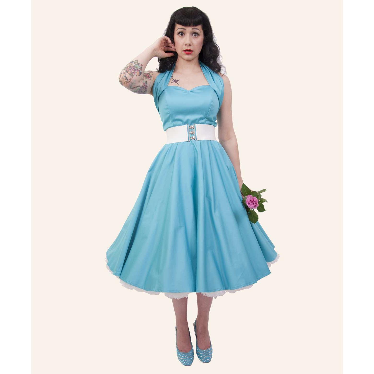 Turquoise sateen circle dress