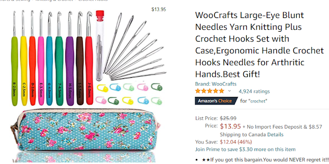 Woocrafts Large-Eye Blunt Needles Yarn Knitting Plus Crochet Hooks Set with Case