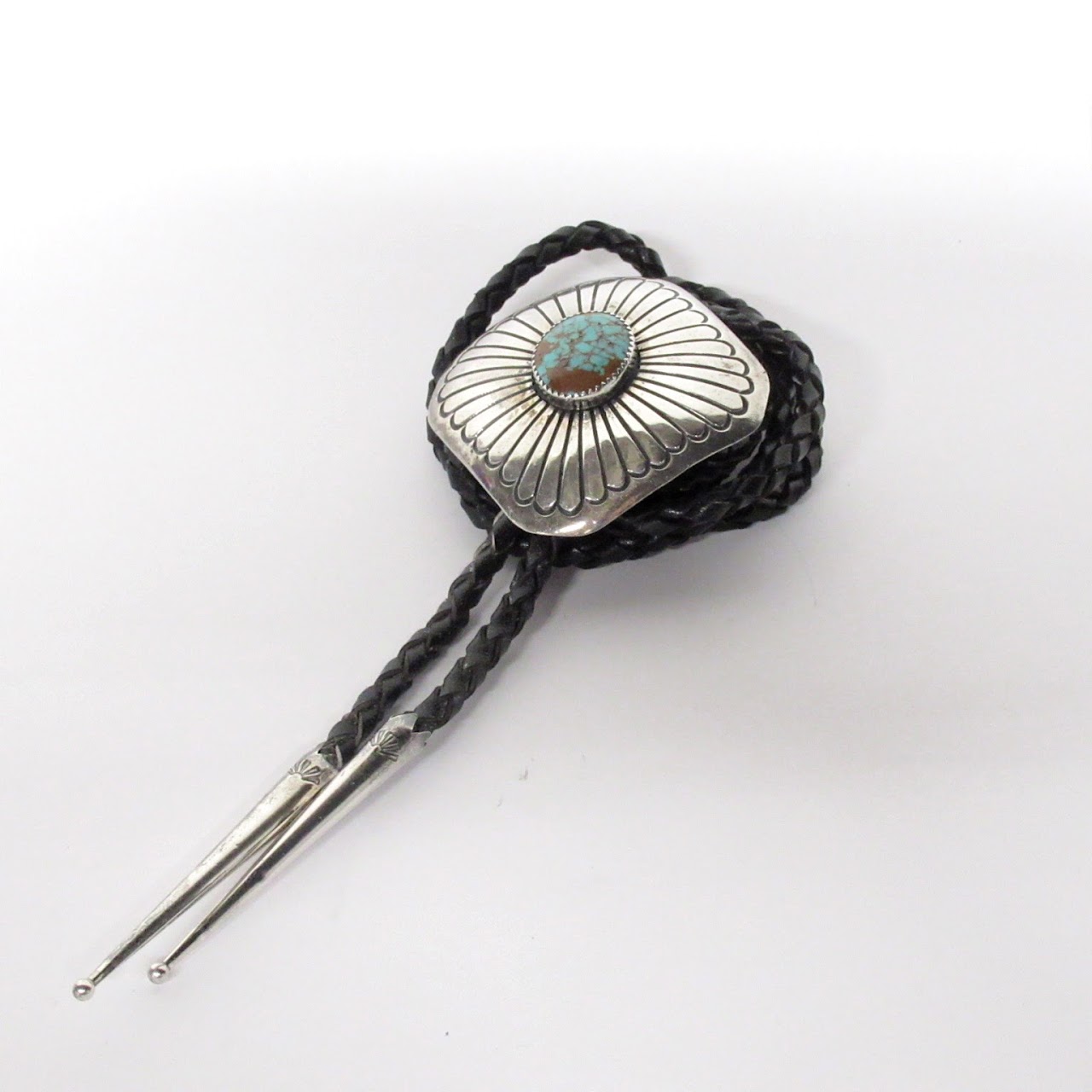 Sterling Silver & Round Turquoise Bolo Tie