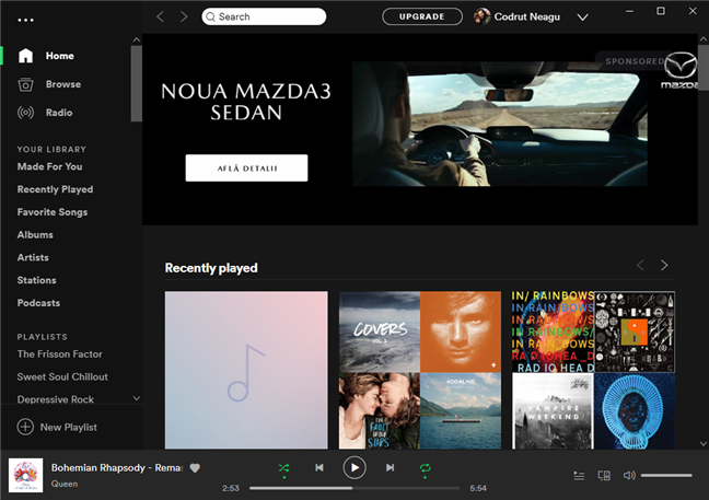 L'app Spotify collegata al tuo profilo