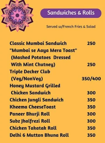 Hotel Crossroads menu 