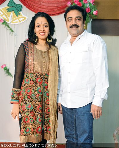 Pooja and Vivek pose together during Anushia and Roy Antony's wedding reception, held in Chennai.