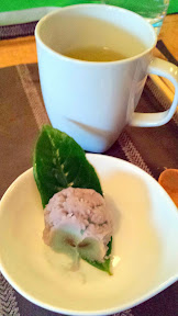 Hydrangea Manju with Genmai Macha Tea