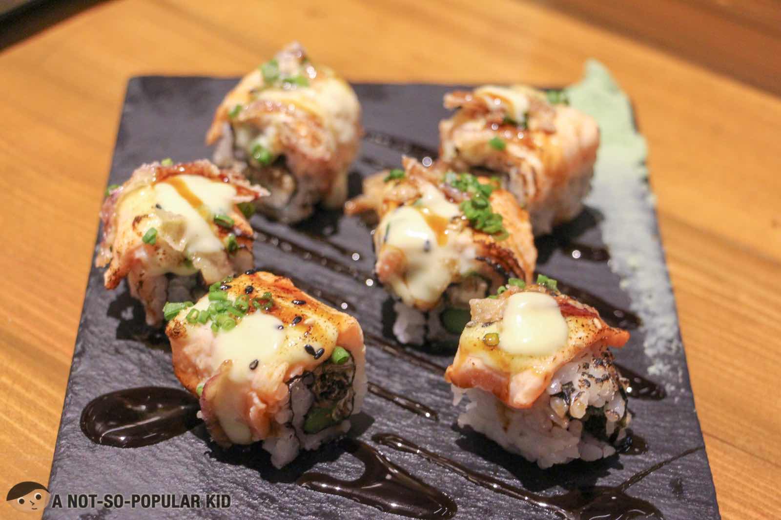 Salmon Skin Aburi Maki of Ooma in Greenbelt