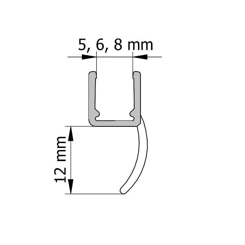 Joint vertical universel pour cabine de douche Dusar, Breuer et autres  marques (verre 5-8 mm)